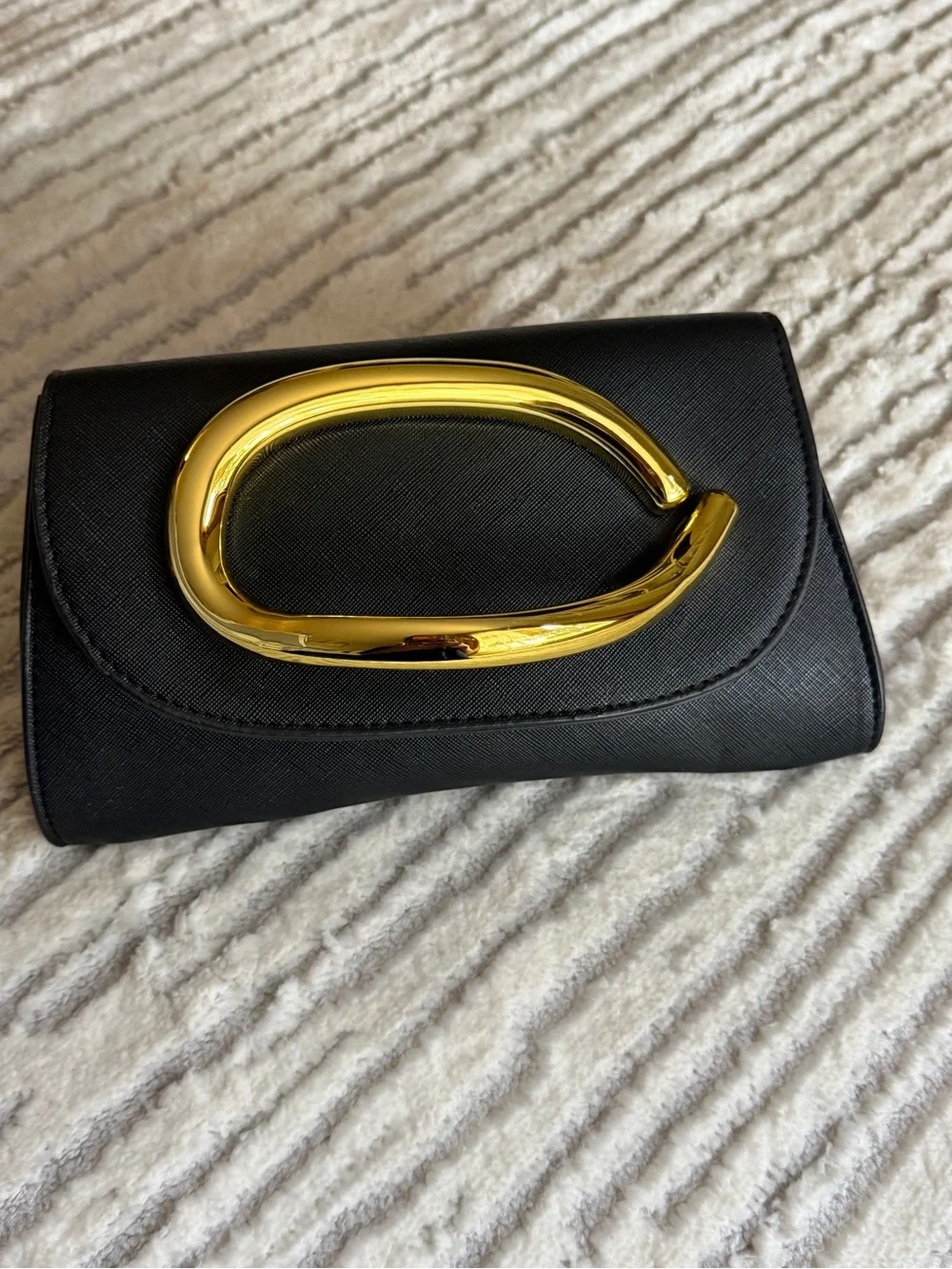 total girl Metallic Gold, White & Black Clutch Trio with Gold Accent